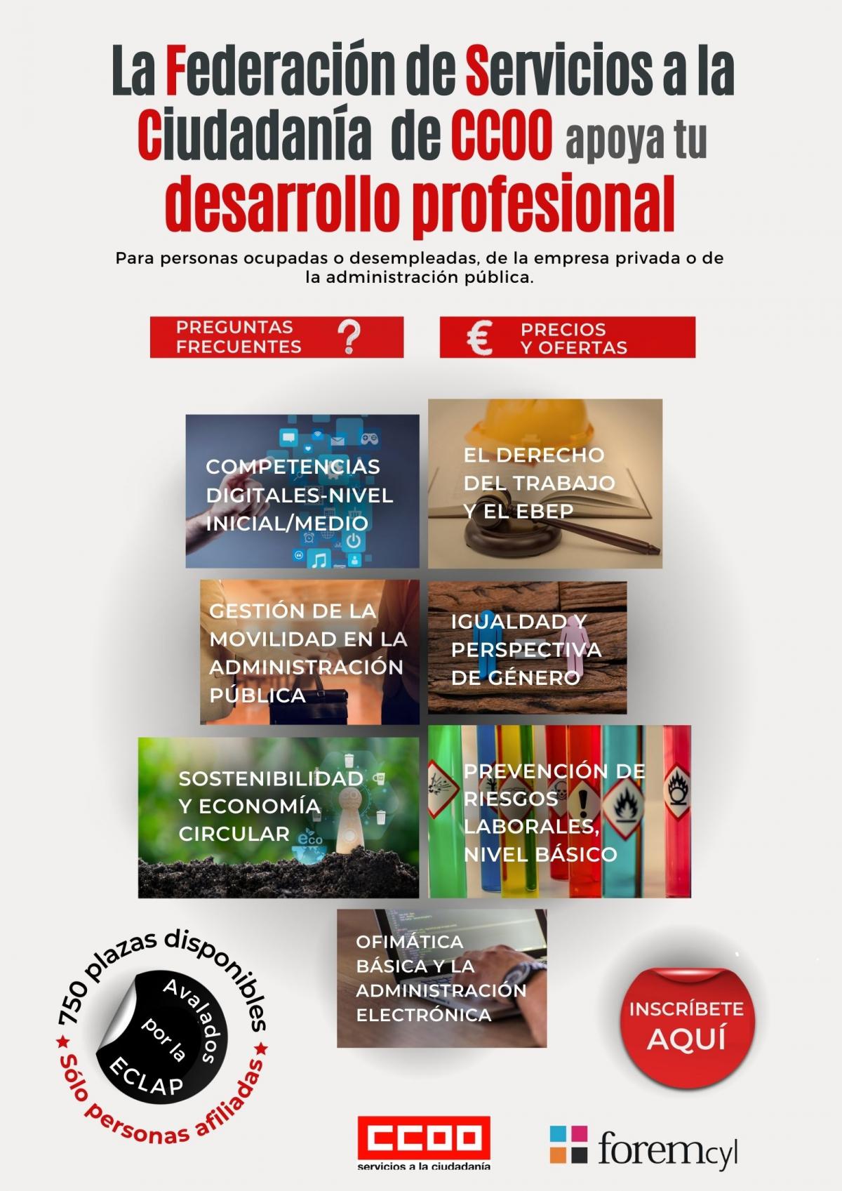 Programa de cursos para la afiliacin de CCOO en colaboracin con Forem Castilla y Len - cartel